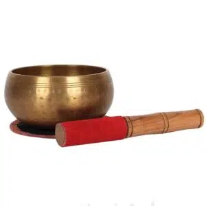 Bol chantant couleur cuivre - 12cm (avec baton cuir rouge et tapis)