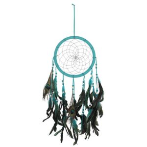 Attrape-rêves turquoise et plumes de paon
