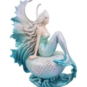 Sirène bleue turquoise sur rocher - 25cm