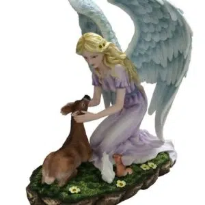 Ange à genoux avec faon - 29cm