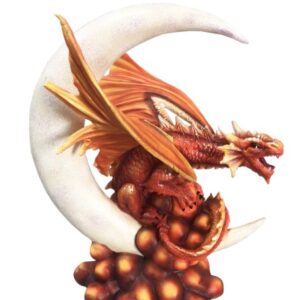 Dragon rouge sur lune - 18cm