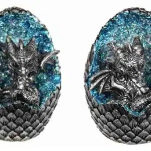 Dragon gris oeuf bleu LED (debout) - 10,7cm