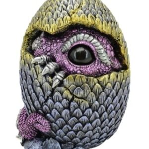Dragon violet dans oeuf bleu éclos - LED - 16 cm