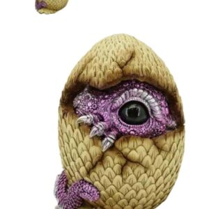 Dragon violet dans oeuf éclos - LED - 16cm