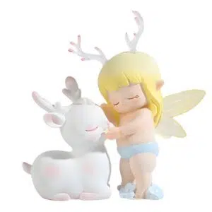 Petite fée aux bois & chevreuil - 13x12cm