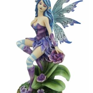 Fée violette sur fleur, cheveux bleus & chaussettes - 25,5cm