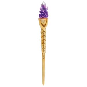 Baguette magique en résine : Déesse & cristal violet