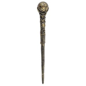 Baguette magique en résine : globe pentagramme bronze antique