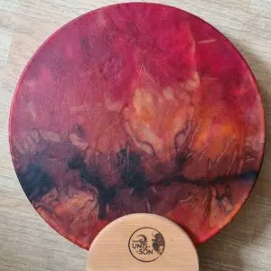 Tambour Océan, peau de bison, bois d'érable - dégradé  rouge