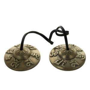 Cymbales Tibétaine gravure Mantra - grand modèle  - Bronze