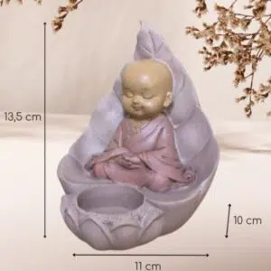 Bouddha bougeoir dans feuille - 13,5cm