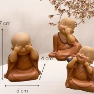 Trio de 3 Bonzes orange - 7cm