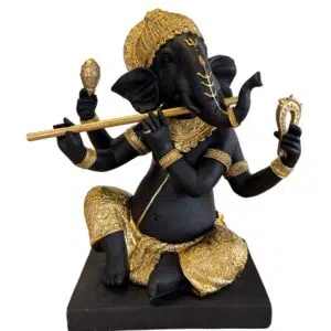Ganesh avec bansuri dorée - 22cm