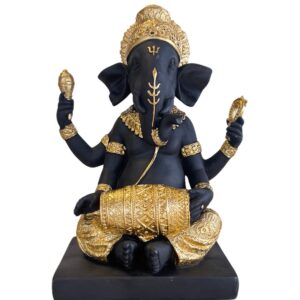 Ganesh avec dholak dorée - 22cm