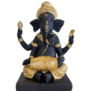 Ganesh avec dholak dorée - 22cm