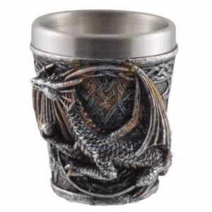 Gobelet shot Dragon gris tenant une balle