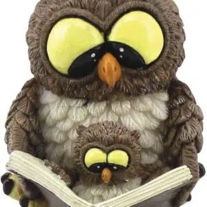 Hibou lisant avec son petit - 10cm