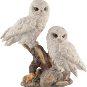 Chouettes blanches sur un arbre - 16cm