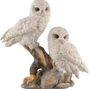 Chouettes blanches sur un arbre - 16cm