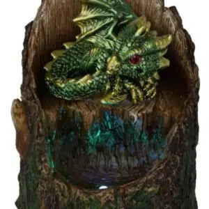 Lampe : Petit dragon vert dans arbre - 10,8cm
