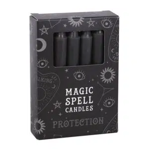 Boîte de 12 petites bougies : Noir (Protection)