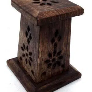 Mini tour porte encens pour cônes (bois) - 10cm