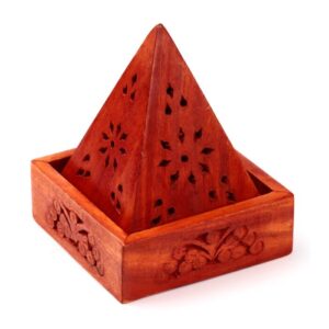 Porte encens cônes : Pyramide fleurie (bois de manguier)