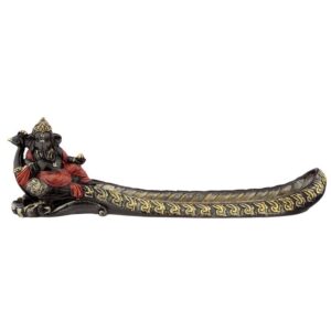 Porte encens bâtons : Ganesh & Paon (noir et doré)