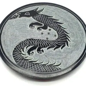 Porte encens Stéatite : Dragon (noir & gris) - 10cm