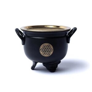 Brûle encens : Chaudron & Fleur de vie (noir et doré)