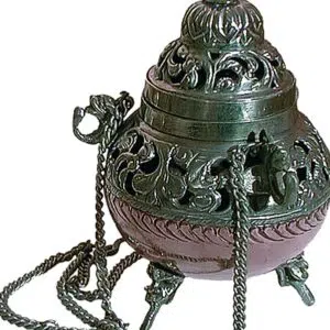Grand encensoir d'église à chaînes (cuivre)