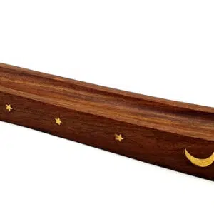 Porte encens : Pirogue Lune (bois) - 36cm