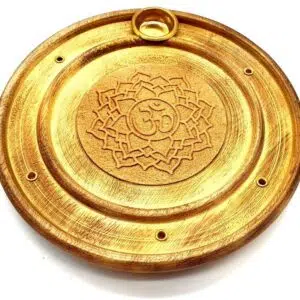 Porte encens rond : Om Lotus (bois) - 10 cm
