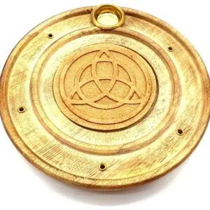 Porte encens rond : Triquetra (bois) - 10 cm