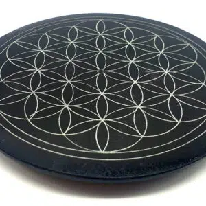 Porte encens Stéatite : Fleur de vie (noire) - 10cm