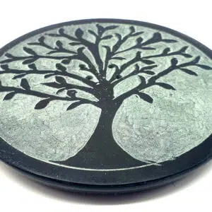 Porte encens Stéatite : Arbre de vie (gris & noir) - 10cm