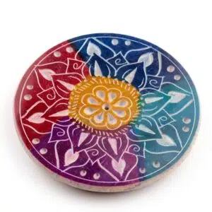 Porte encens Stéatite : Fleur de lotus (multicolore) - 10cm