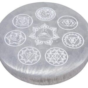 Porte encens Sélénite : Bouddha & Chakras - 10cm