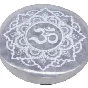 Porte encens Sélénite : Om & Lotus - 10cm