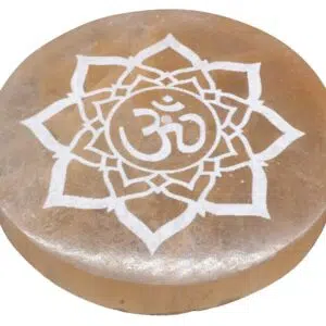 Porte encens Sélénite orange : Om - 10cm