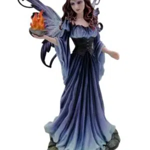 Magicienne robe bleue flamme à la main - 38,5cm