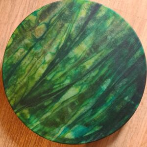 Tambour chamanique - peau de bison, bois d'érable - vert - Forêt enchantée