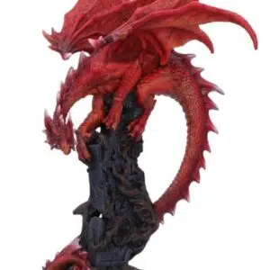 Dragon rouge sur porte et racine - 28,5cm
