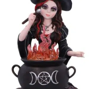 Sorcière Althéa devant son chaudron - 16cm