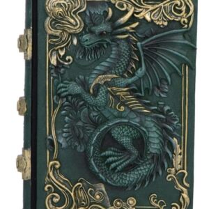Grimoire couverture résine : Dragon vert - 19,2cm