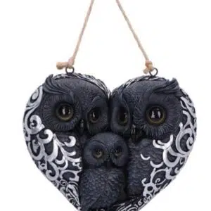 Plaque : Trio de chouettes noires - 18,5cm