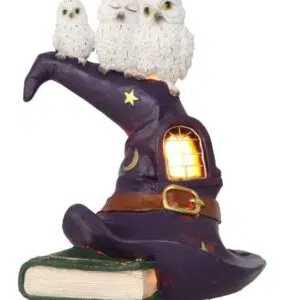 3 chouettes sur chapeau de sorcier (LED) - 18,3cm
