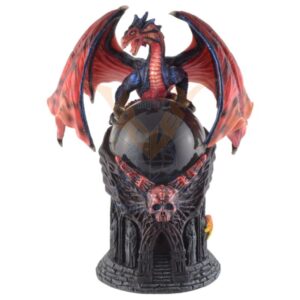 Gardien dragon avec sa boule de cristal - 20cm