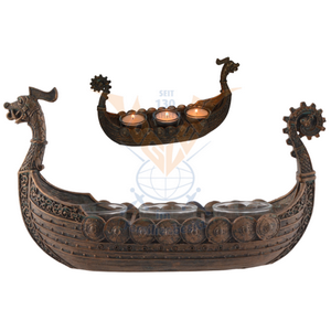 Porte-bougies : Drakkar viking - 20cm