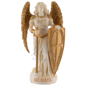 Archange Saint Michel (blanc & doré) - 9cm